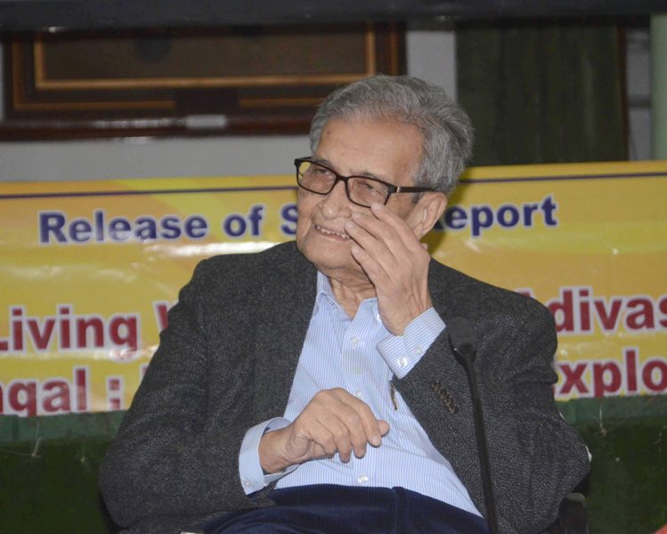Professor Amartya Sen during release of The Living World of the Adivasis of West Bengal 