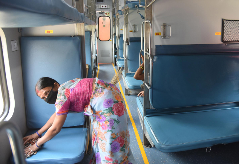 COVID-19 outbreak: Railway workers clean special trains 