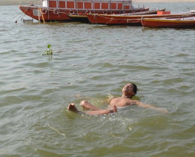 Varanasi: People practise Yoga on Ganges ghat