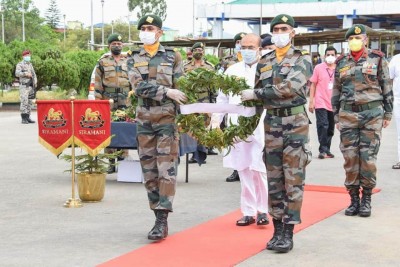 Terrorist attack in Manipur: Mortal remains of Assam Rifles jawan reach Guwahati airport