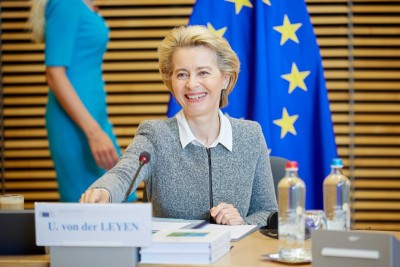 European Commission Prez Ursula von der Leyen chairs seminar of College of Commissioners at EU headquarters in Brussels