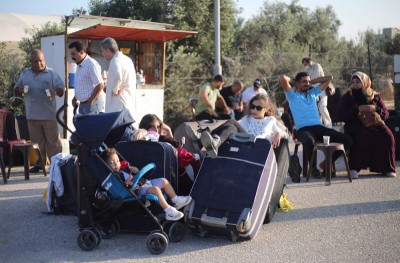 Palestinians waiting to enter Egypt through Rafah border