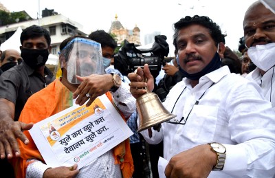 BJP protests demanding opening of religious places