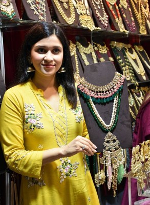 Actress Saloni and actress Mannara Chopra along with Aby Dominic Organizer HiLife Exhibition at the Grand launch of Hilife Exhibition in Hyderabad