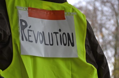 Yellow vest protesters rally at place Wagram in French capital of Paris