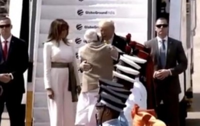 PM Narendra Modi welcomes US President Donald Trump with bear hug