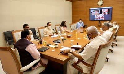 BJP National President J P Nadda chairing a semi virtual meeting with National General Secretaries
