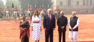 Donald Trump receives ceremonial welcome at Rashtrapati Bhavan ahead of bilateral talks