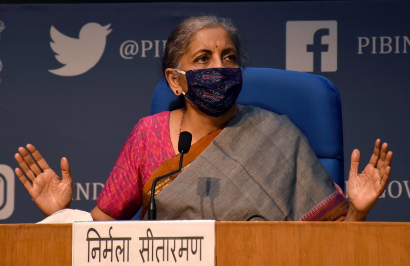 Finance Minister Nirmala Sitharaman addresses press conference
