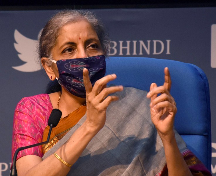 Finance Minister Nirmala Sitharaman addresses press conference