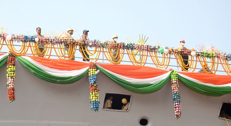 GRSE built first Project 17A stealth frigate ship 'Himgiri' launched in Kolkata