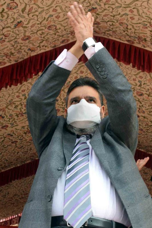 Kashmir: Apni Party president Altaf Bukhari ar a rally in Srinagar