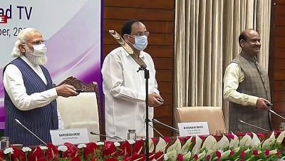 PM Modi, Venkaiah Naidu, Om Birla launch Sansad TV