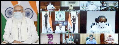 PM Modi chairs meeting on Covid-19 situation with Chief Ministers of high burden states