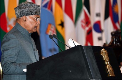 President Ram Nath Kovind addressing Student Officers at Defense Services Staff College in Wellington