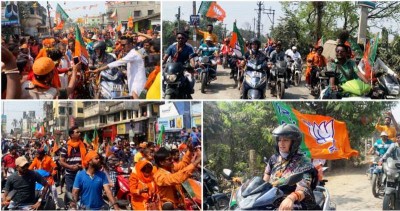 After Mamata Banerjee's show, Smriti Irani rides scooter in Bengal