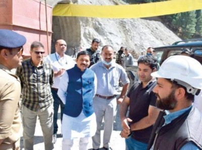 Devusinh Chauhan takes stock Zojila tunnel in Kashmir