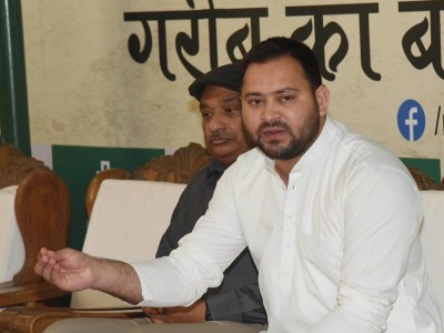 Tejashwi Yadav addresses press conference in Patna