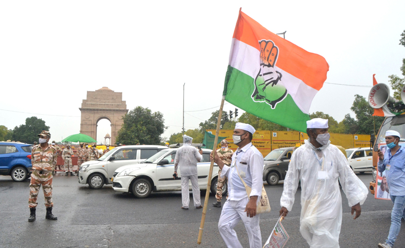 Congress Seva Dal volunteers carrying out Tiranga March