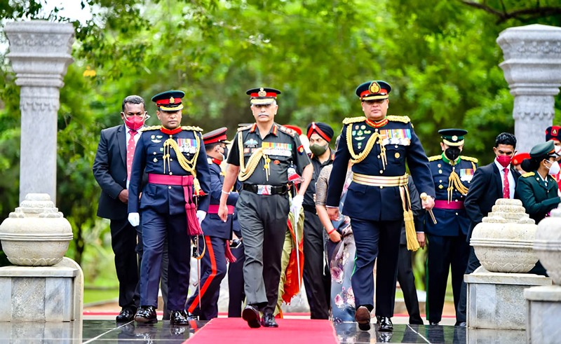 General MM Naravane planting sapling during Gajaba Day Celebrations in Sri Lanka