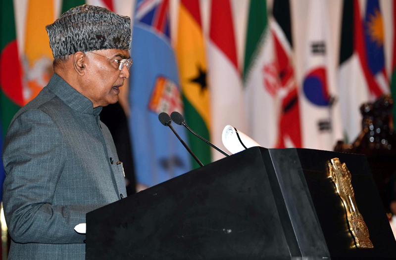 President Ram Nath Kovind addressing Student Officers at Defense Services Staff College in Wellington