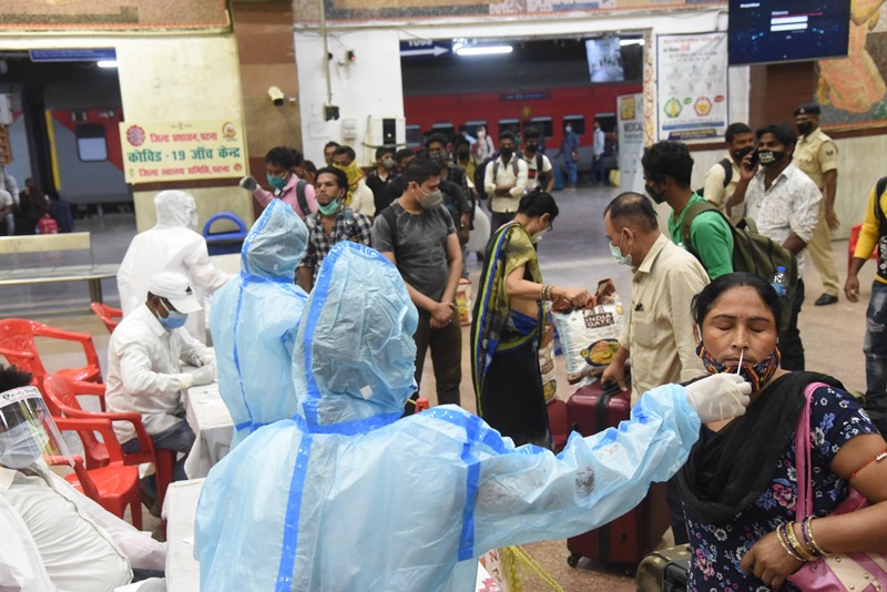 Covid-19 testing undergoes in India amid massive Covid-19 spike