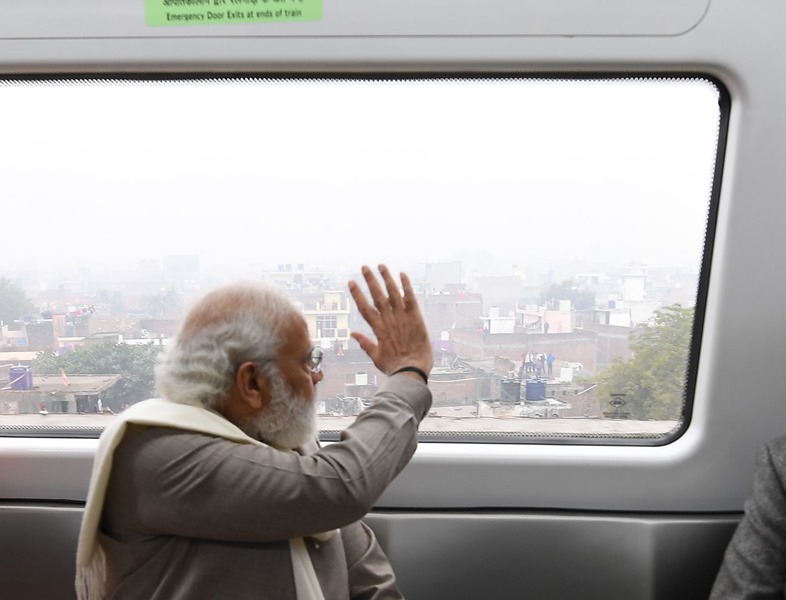 PM Modi takes metro ride in Kanpur