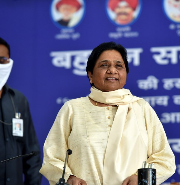Mayawati addresses press conference in Lucknow