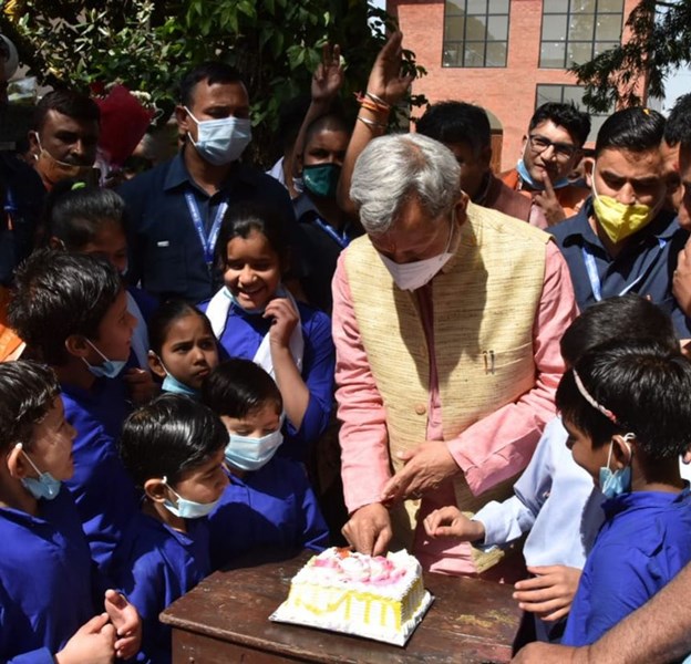 Uttarakhand CM Tirath Singh Rawat at an Ashram in Dehradun