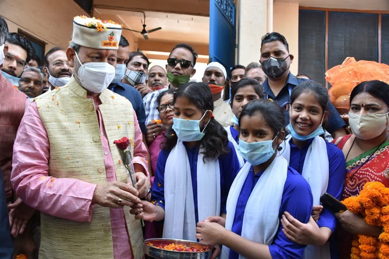 Uttarakhand CM Tirath Singh Rawat at an Ashram in Dehradun