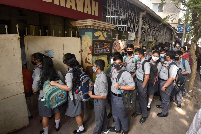 Glimpses of students attending physical classes in Kolkata as West Bengal schools reopen from today