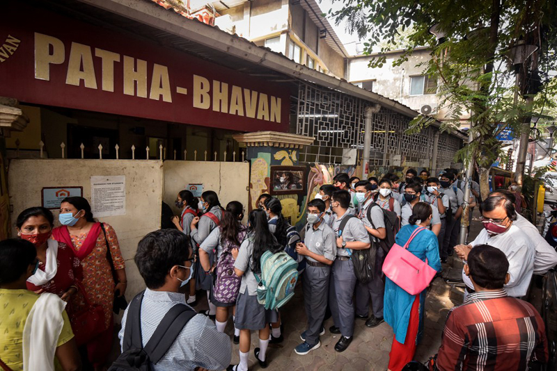 Glimpses of students attending physical classes in Kolkata as West Bengal schools reopen from today