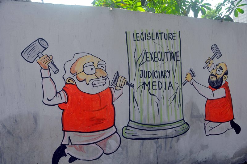 Glimpses of wall posters lampooning political parties in Kolkata