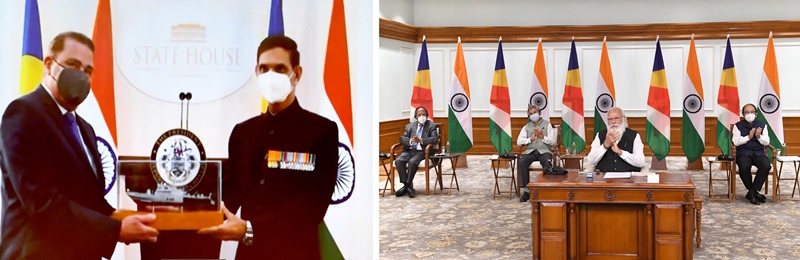 PM Modi, President of the Republic of Seychelles, Wavel Ramkalawan inaugurate Indian projects in Sychelles