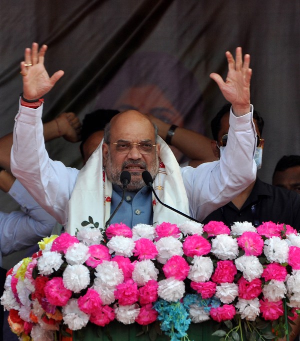 Amit Shah addresses public rally in Assam's Kamrup district