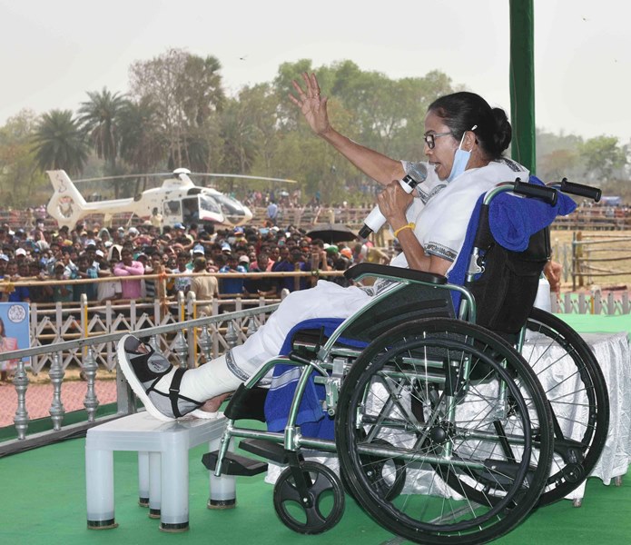 West Bengal Chief Minister Mamata Banerjee addresses election rally in Bankura district of West Bengal