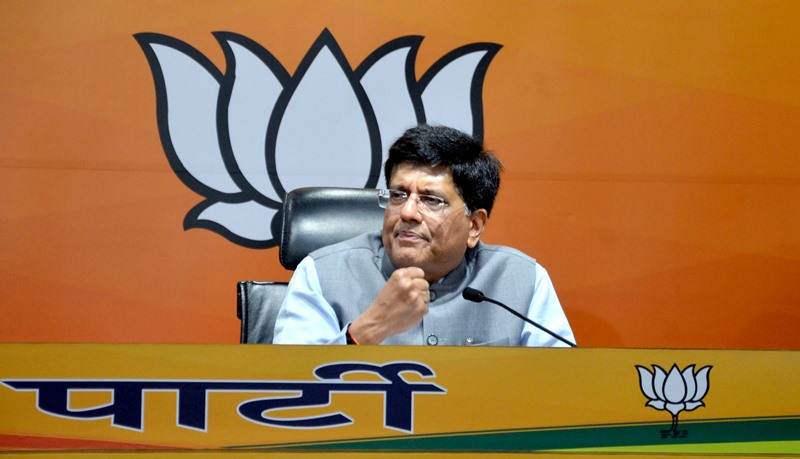 Piyush Goyal addresses media at BJP headquarters in Delhi