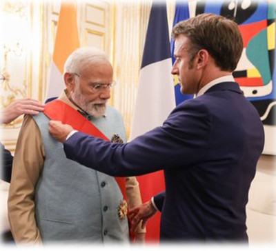 Prime Minister Narendra Modi conferred with the Grand Cross of the Legion of Honour