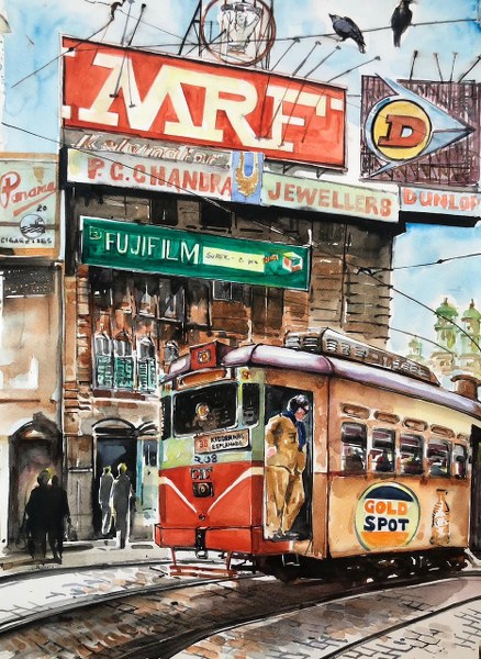 In images art exhibition 'Paints & Strokes' celebrating Kolkata's rich heritage