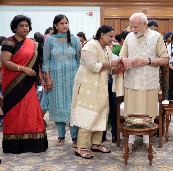 PM Modi celebrates Rakhsha Bandhan in Delhi