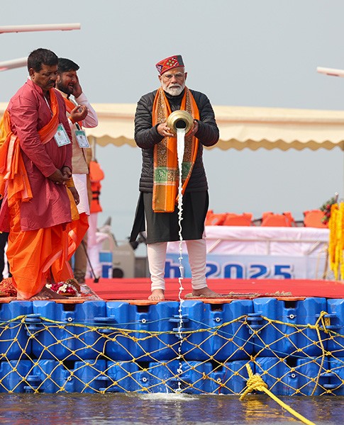 In Images: PM Modi takes holy dip at Maha Kumbh Mela in Prayagraj