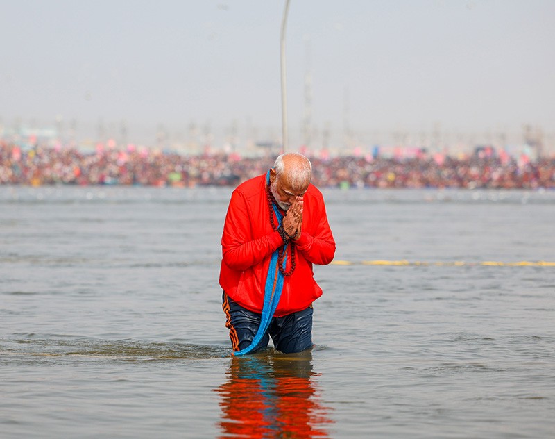 In Images: PM Modi takes holy dip at Maha Kumbh Mela in Prayagraj