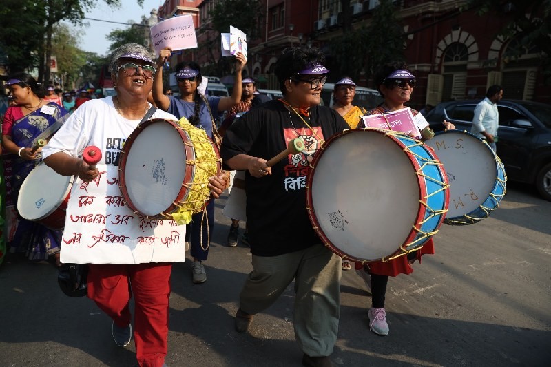 Women and transgender people march for rights in Kolkata ahead of Women's Day