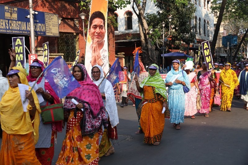 Women and transgender people march for rights in Kolkata ahead of Women's Day