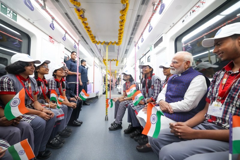 In images: PM Modi undertakes metro ride after inaugurating three new routes in Kolkata