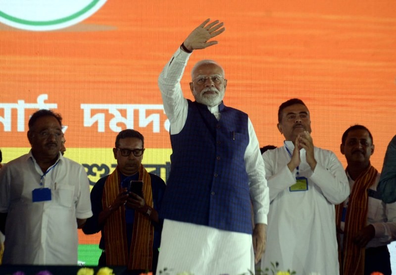 In images: PM Modi leads mega rally in Kolkata’s Dum Dum, flanked by top BJP leaders