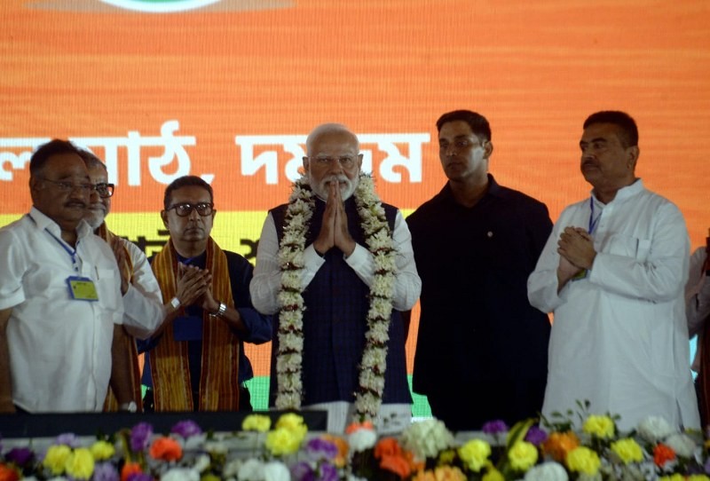 In images: PM Modi leads mega rally in Kolkata’s Dum Dum, flanked by top BJP leaders