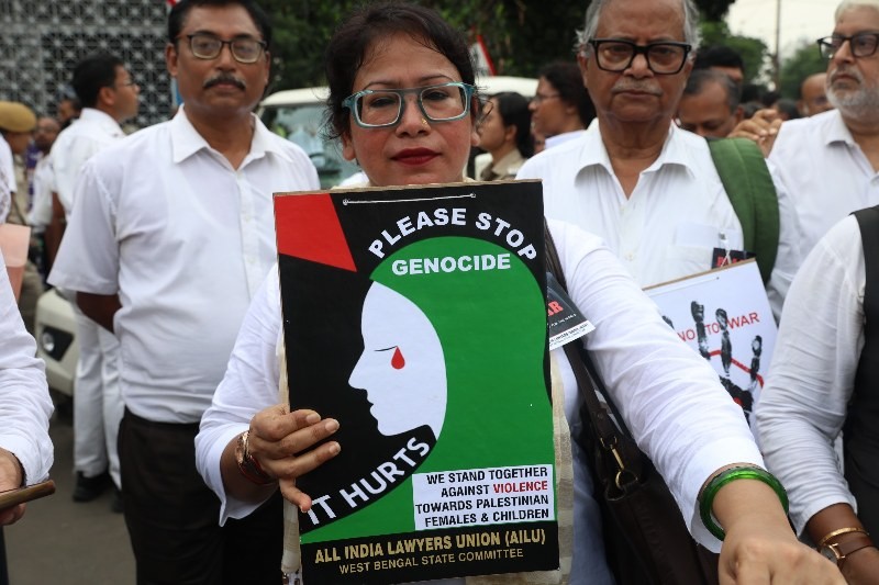 In Images: Citizens, Left outfits hold protest in Kolkata demanding end to Gaza violence