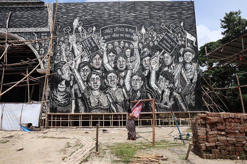 In Images: Kolkata artisan crafts Durga Puja pandal highlighting acid attack survivors’ rights
