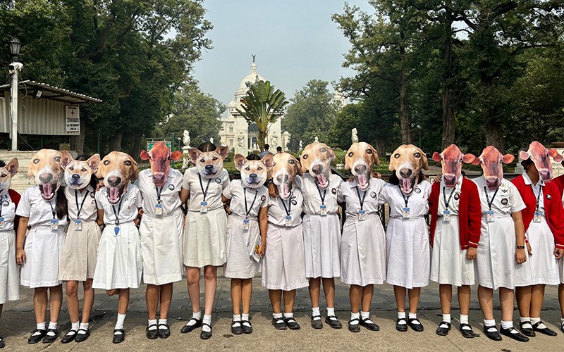 In Images: PETA and students rally against Supreme Court’s animal rounding order in Kolkata